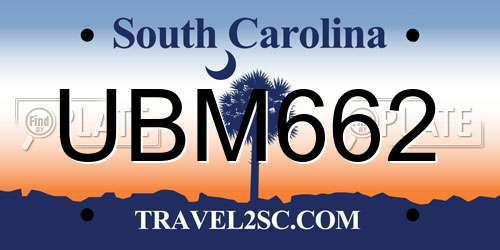 UBM662 South Carolina License Plate