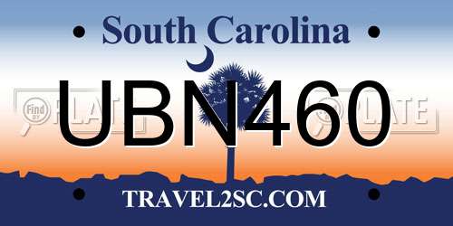 UBN460 South Carolina License Plate