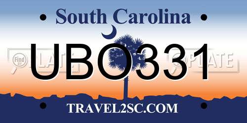 UBO331 South Carolina License Plate