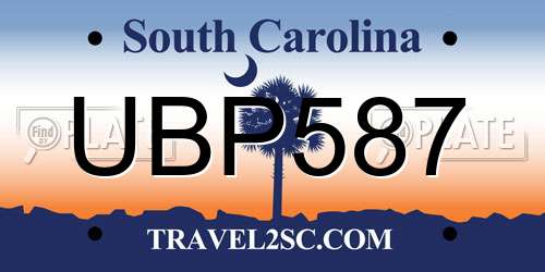 UBP587 South Carolina License Plate