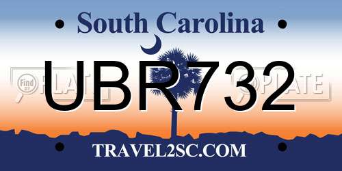 UBR732 South Carolina License Plate