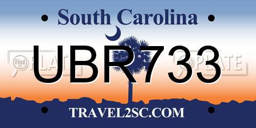 UBR733 South Carolina License Plate