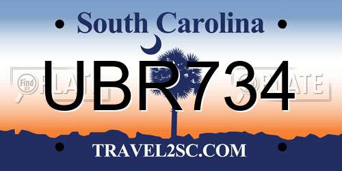 UBR734 South Carolina License Plate