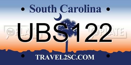 UBS122 South Carolina License Plate