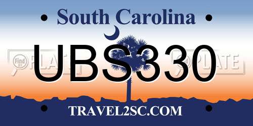 UBS330 South Carolina License Plate