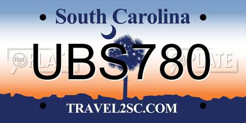 UBS780 South Carolina License Plate