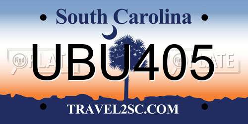 UBU405 South Carolina License Plate