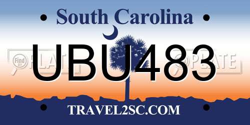 UBU483 South Carolina License Plate