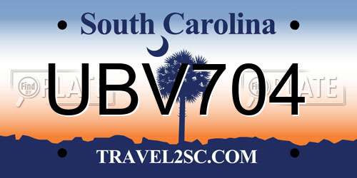 UBV704 South Carolina License Plate