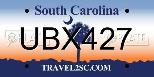 UBX427 South Carolina License Plate