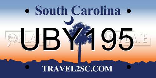 UBY195 South Carolina License Plate
