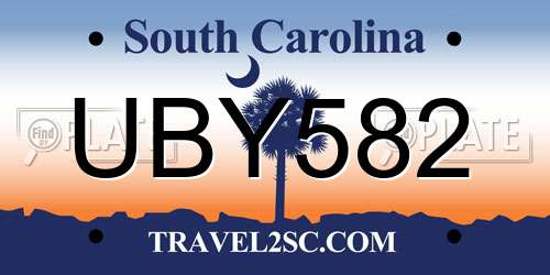 UBY582 South Carolina License Plate