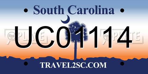 UC01114 South Carolina License Plate