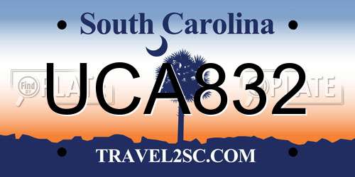 UCA832 South Carolina License Plate