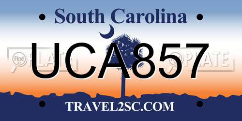 UCA857 South Carolina License Plate