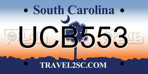 UCB553 South Carolina License Plate