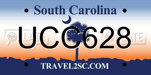 UCC628 South Carolina License Plate
