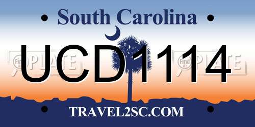 UCD1114 South Carolina License Plate