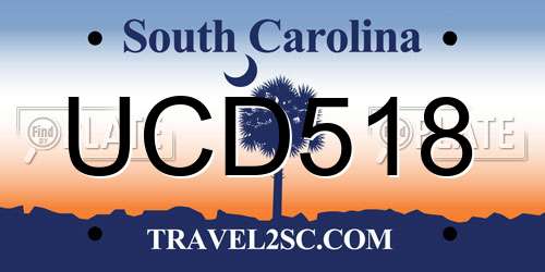 UCD518 South Carolina License Plate