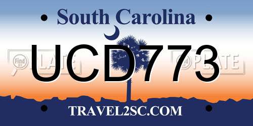 UCD773 South Carolina License Plate