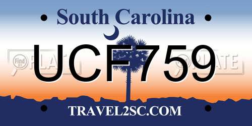 UCF759 South Carolina License Plate