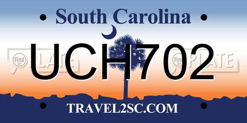 UCH702 South Carolina License Plate