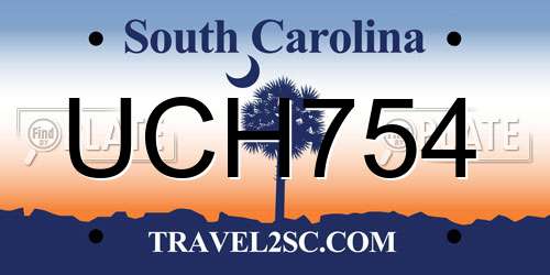 UCH754 South Carolina License Plate