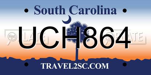 UCH864 South Carolina License Plate