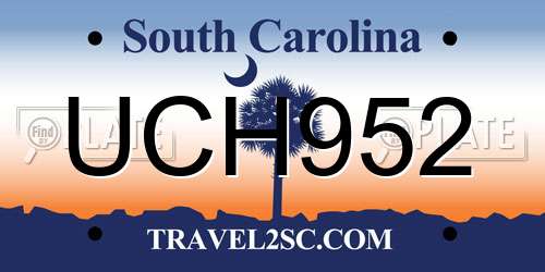 UCH952 South Carolina License Plate