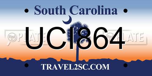 UCI864 South Carolina License Plate