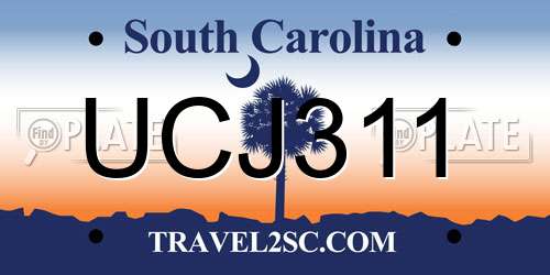 UCJ311 South Carolina License Plate