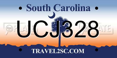 UCJ328 South Carolina License Plate