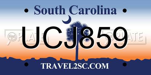 UCJ859 South Carolina License Plate