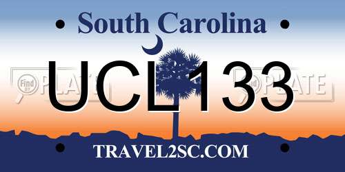 UCL133 South Carolina License Plate