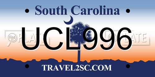 UCL996 South Carolina License Plate