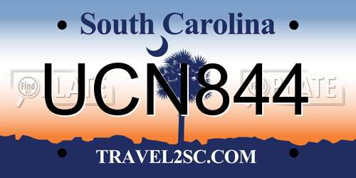 UCN844 South Carolina License Plate