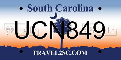 UCN849 South Carolina License Plate