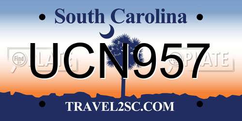 UCN957 South Carolina License Plate