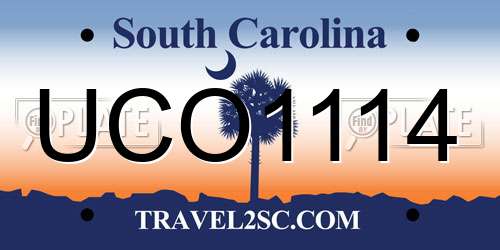 UCO1114 South Carolina License Plate