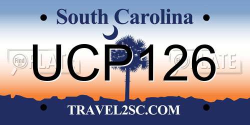 UCP126 South Carolina License Plate