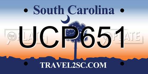 UCP651 South Carolina License Plate