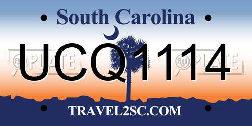 UCQ1114 South Carolina License Plate