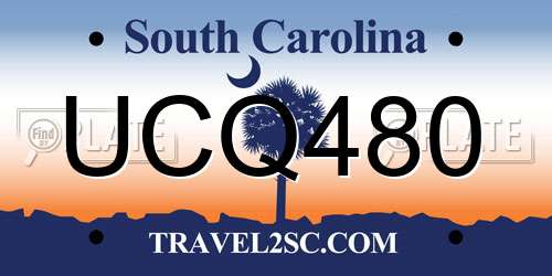 UCQ480 South Carolina License Plate
