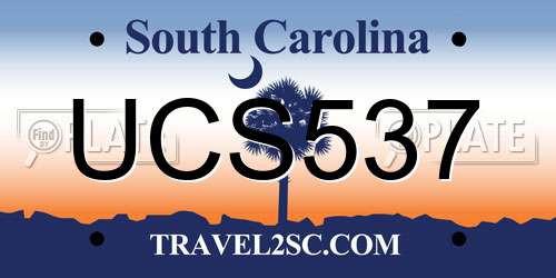 UCS537 South Carolina License Plate
