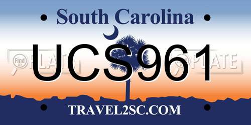 UCS961 South Carolina License Plate