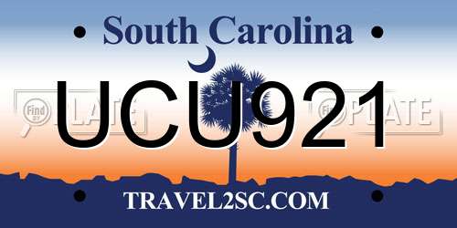 UCU921 South Carolina License Plate