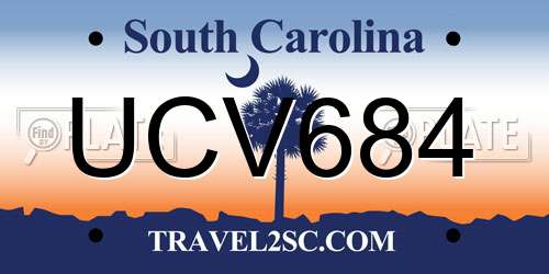 UCV684 South Carolina License Plate
