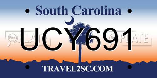 UCY691 South Carolina License Plate