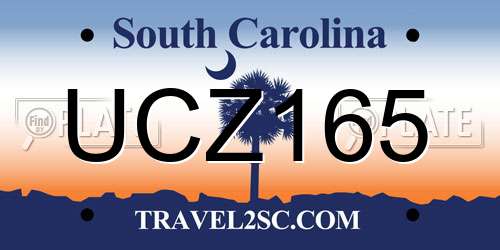 UCZ165 South Carolina License Plate
