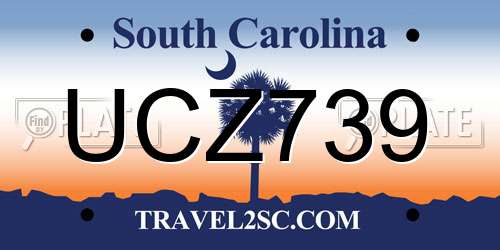 UCZ739 South Carolina License Plate